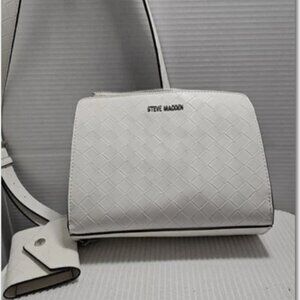 STEVE MADDEN White Crossbody Purse Silver Chain Strap with Interior